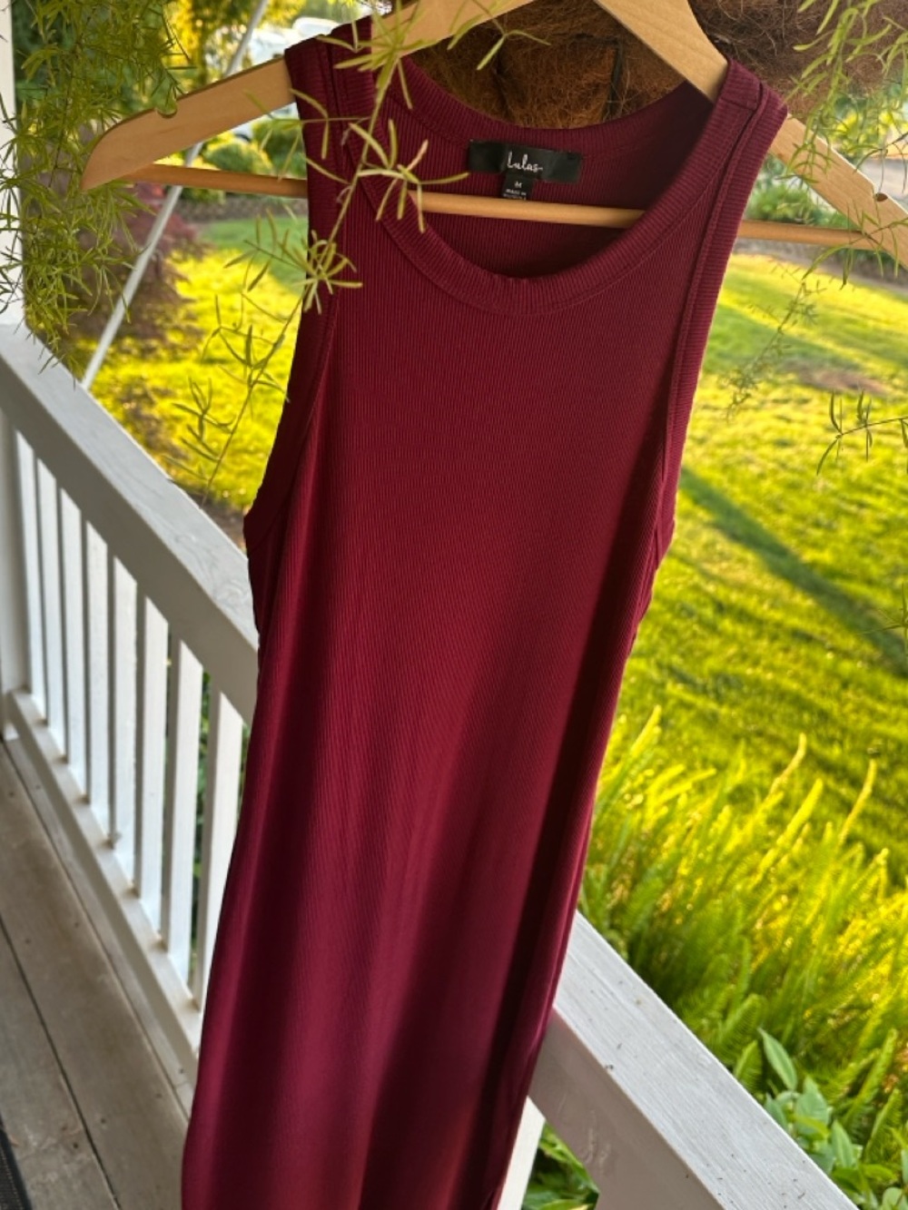 Lulus Simply Wonderful Burgundy Ribbed Bodycon Midi Dress Red - Size M - NWOT - Picture 6 of 10